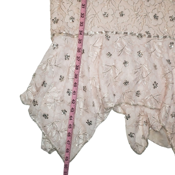 Vtg Judith Ann Plus Pink Dress Sz 2X 18-20 Floral Bead Sequin Drop Waist Flapper - Picture 14 of 16